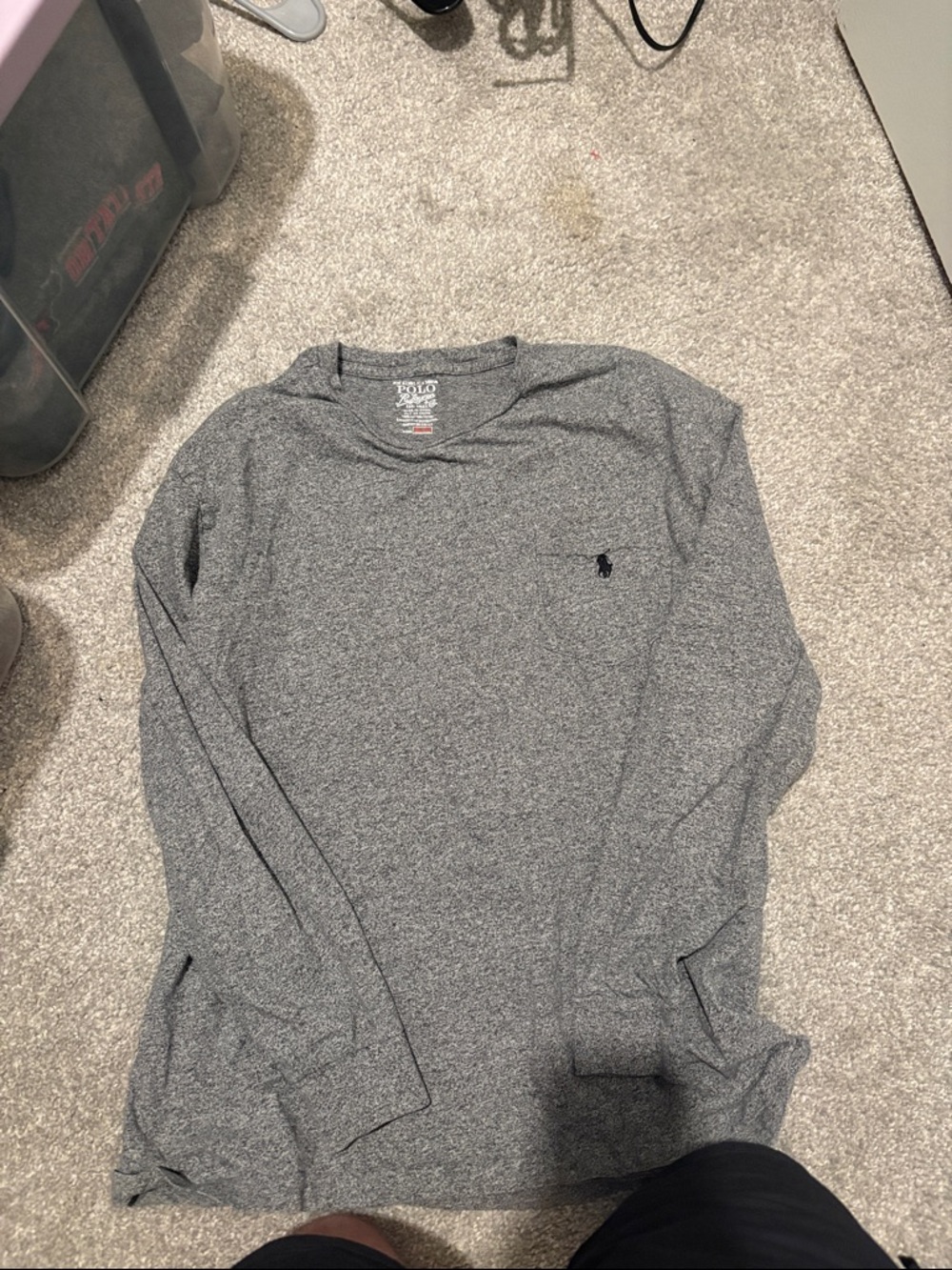 Polo by Ralph Lauren Men's Heather Grey Long-Sleeve Crew